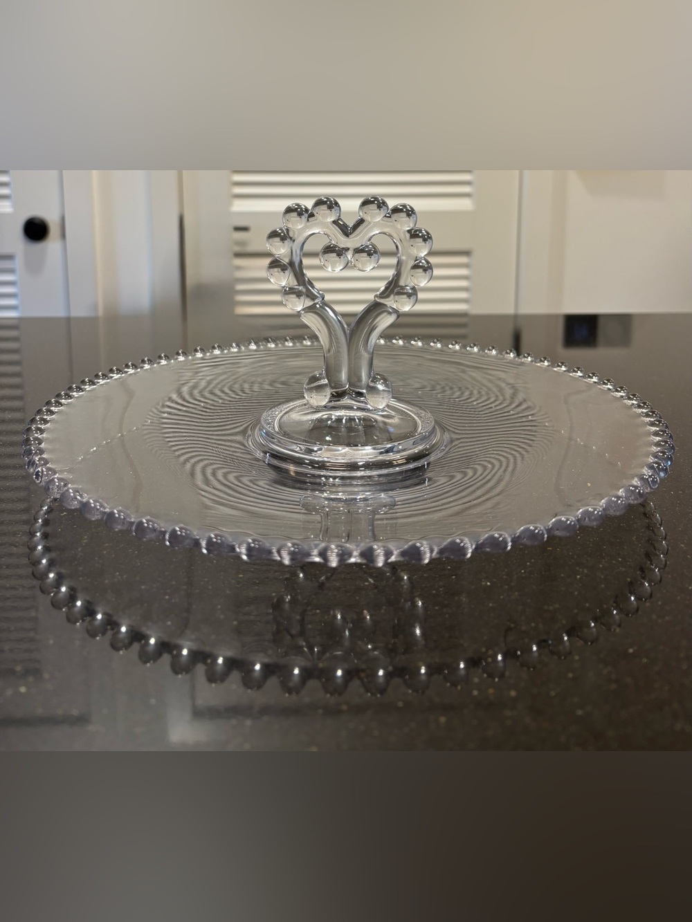 Imperial Candlewick Clear Glass Heart-Handled Serveware